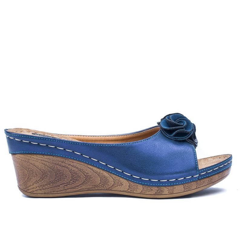 GC Shoes Sydney Flower Comfort Slide Wedge Sandals, 2 of 9