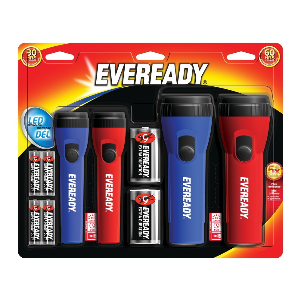 Photos - Flashlight Eveready LED : Portable Light Set for Kids' & Camping, Includes Batteries, 4-Piece, Red & Blue 