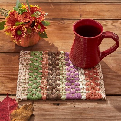 Fall Colors Multicolor Fabric Braided Chindi Trivet