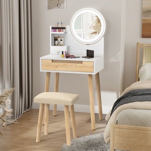 ELECWISH Small Vanity Table with Mirror and Chair - 1 of 4