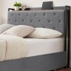 Whizmax Full Bed with 4 Storage Drawers and Charging Station, Velvet Upholstered Platform with Headboard, Wooden Slats Support, Gray - 3 of 4