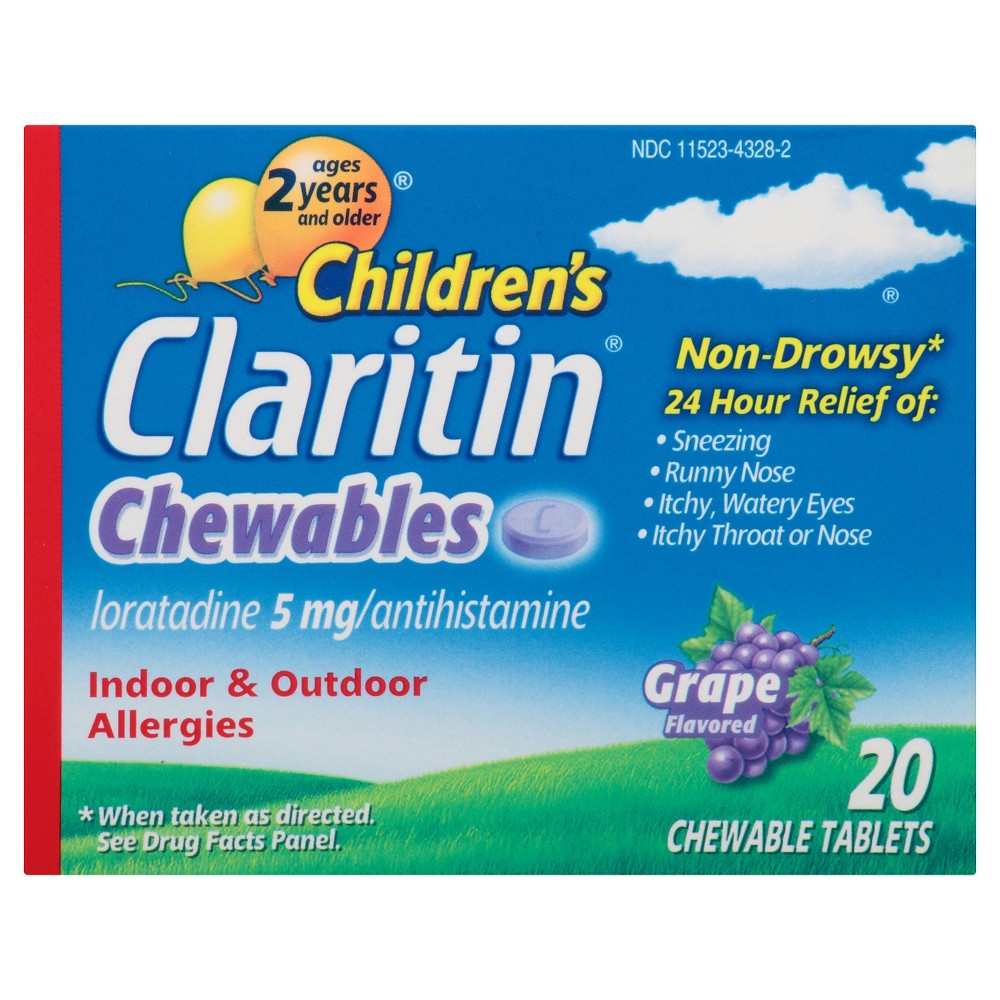 UPC 041100807274 product image for Children's Claritin Non-Drowsy Allergy Relief Tablets - Grape (20 Count) | upcitemdb.com