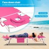 PAGED Outdoor Patio Chaise Lounge Chair, 3-in-1 Heavy Duty Tanning Chair with Face Hole and 5-Position Folding for Portable Lay Flat Beach, Pink - 2 of 4