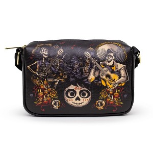 Disney Bag, Crossbody, Rectangle, Coco Characters and Marigold Bridge, Black, Vegan Leather - 1 of 4
