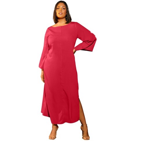 June + Vie By Roaman's Women's Plus Size Bell-sleeve Maxi Dress
