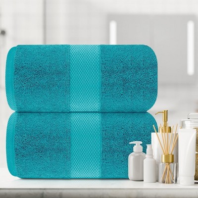 Aqua Oversized Turkish Cotton Bath Sheets Set of 2