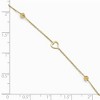Black Bow Jewelry 14k Yellow Gold Open Heart and Diamond-Cut Bead Anklet, 10-11 Inch - 3 of 4