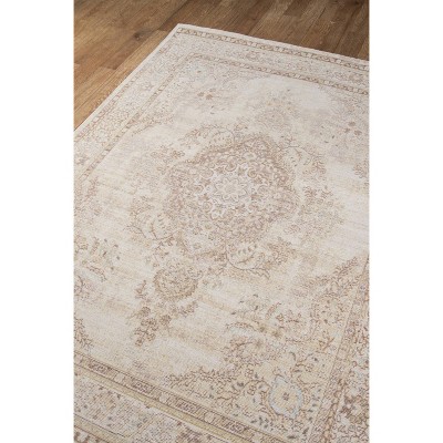 Ivory Medallion Braided Synthetic Runner Rug 2'7" x 8'