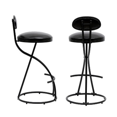 Gulches Black PU Leather Bar Stools Set of 2 with Footrest