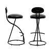 Set of 2 Upholstered Counter Height Bar Stools, PU Leather with Footrest - Modern Kitchen Island Bar Chairs in Black - 4 of 4