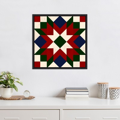 Christmas Barn Quilt IV Red Green and White Canvas Print
