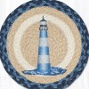 Earth Rugs Blue and White Lighthouse Round Trivet – 10" Nautical Print on Braided Natural Jute - 2 of 3