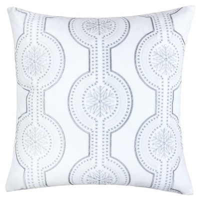 TopComfy Support Pillow White Holiday Embroidered Velvet Throw Pillow with Insert for Seasonal Decor, White, 17"*17"*10"