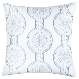 TopComfy Support Pillow White Holiday Embroidered Velvet Throw Pillow with Insert for Seasonal Decor, White, 17"*17"*10" - 1 of 4