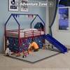 LOVSON Jack Metal Junior House Twin Loft Bed with Slide and Superhero-Themed Red and Blue Curtain Set - 2 of 4