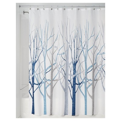 blue and cream shower curtain