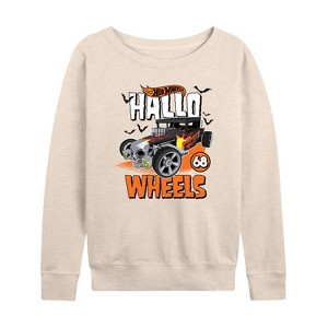 Women's - Hot Wheels - Halloween Lightweight French Terry Wide Neck Long Sleeve Shirt - 1 of 4