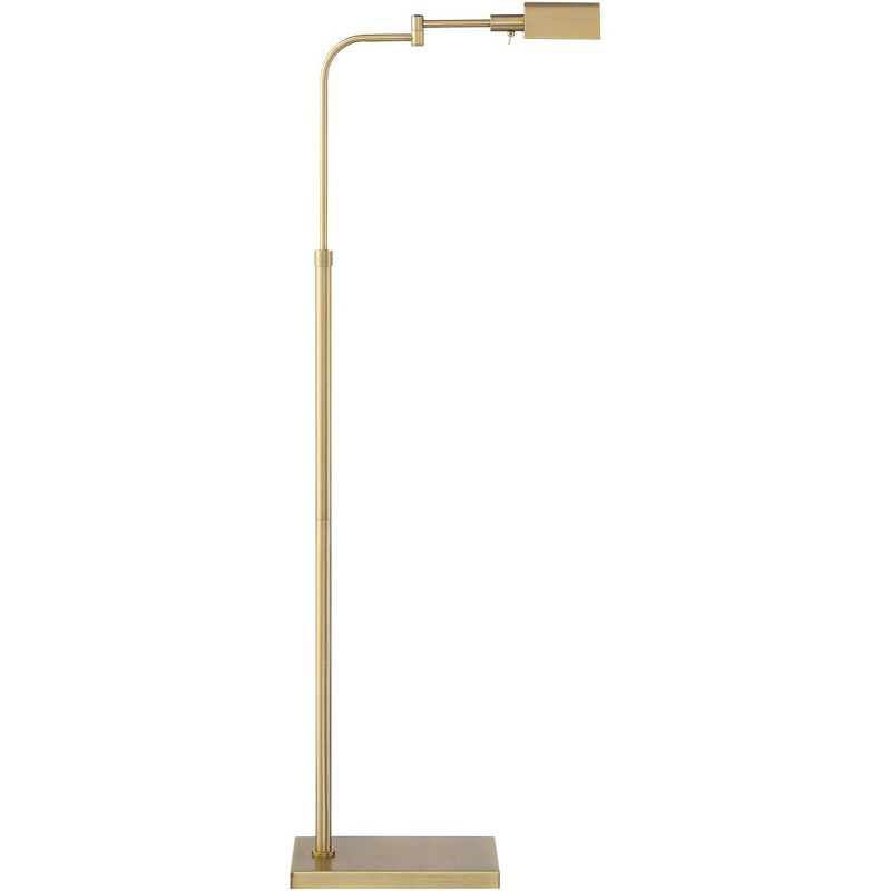 Possini Euro Design Keegan Traditional Pharmacy Floor Lamp 54 1/4" Tall Warm Gold Adjustable Swing Arm Metal Tent Shade for Living Room Reading, 1 of 10