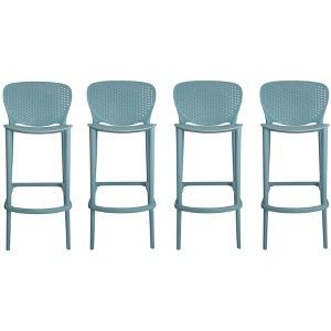 HomeRoots Set of Four 26" Green Heavy Duty Plastic Low Back Counter Height Bar Chairs - 1 of 4