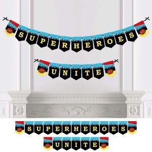 Big Dot of Happiness Bam Superhero - Baby Shower or Birthday Party Bunting Banner - Party Decorations - Superheroes Unite - 1 of 4