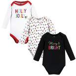 Hudson Baby Infant Girls Cotton Long-Sleeve Bodysuits, Merry and Bright