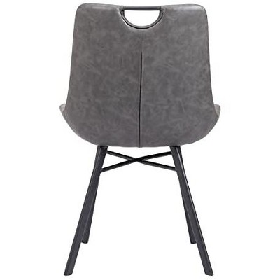 Vintage Gray Velvet Upholstered Side Chairs with Metal Legs, Set of 2