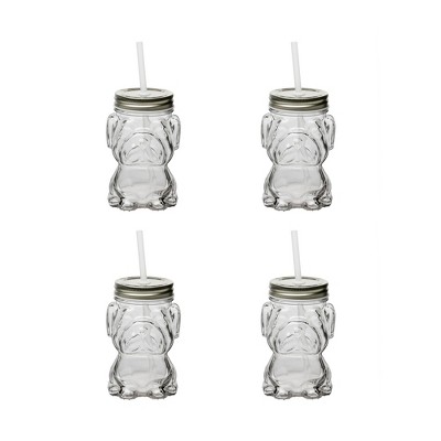 Amici Home Mad Dog Mason Drinking Jar, Silver, 14oz, Set of 4