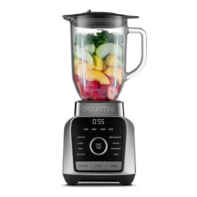 Gourmia Digital Blender with 8 Total Blend Programs, 4 Speeds & Round-Plated Tamper Gray