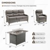 4 Pieces Wicker Outdoor Patio Rattan Sectional Conversation Set with Fire Pit Table and Patio Swivel Glider Chairs Set - 4 of 4