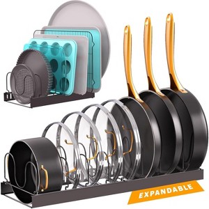 Adjustable Pots and Pans Organizer Under Cabinet,11 Dividers Cookie Sheet Baking Pan Pot Lid Organizers - 1 of 4