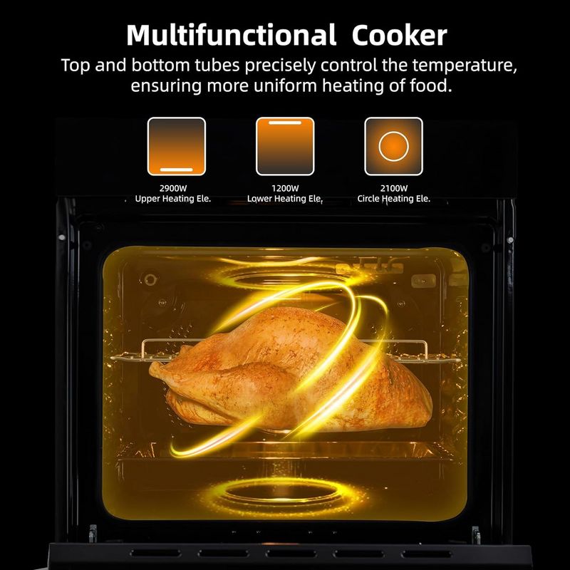 24" Electric Single Wall Oven 2.5CF Convection Oven With Air Frying & Baking Modes, 4 of 8