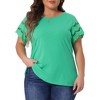 Agnes Orinda Women's Plus Size Round Neck Hollow Lace Panel Short Sleeve Casual Summer Blouses - 2 of 4