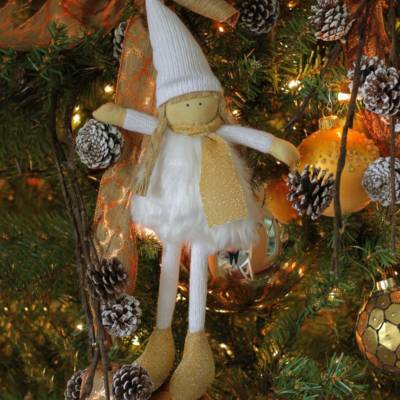 Northlight 13" Gold and White Standing Girl with Hat Tabletop Decoration, 3 of 4