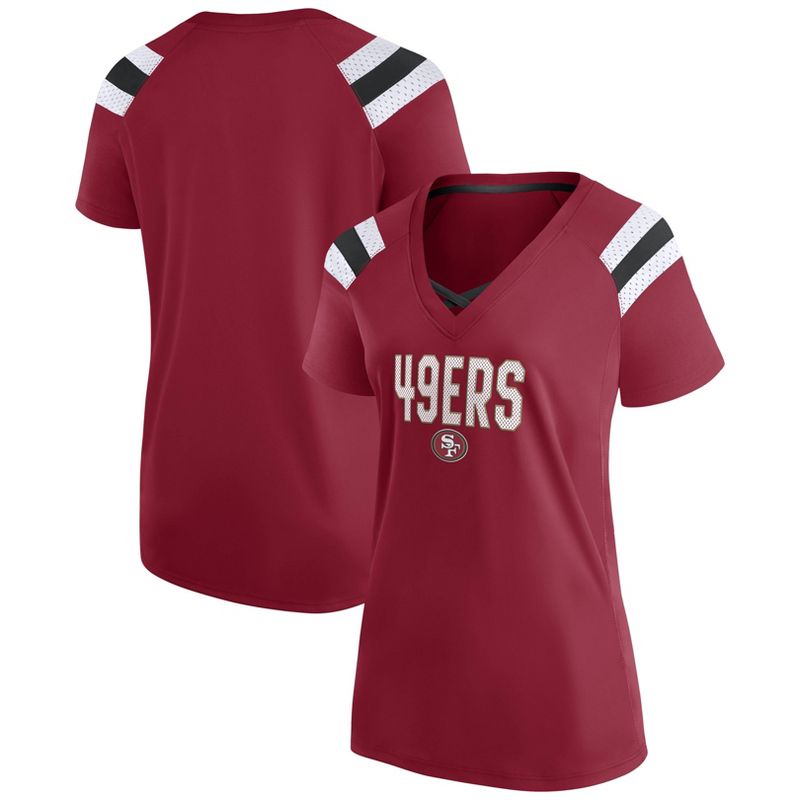 NFL San Francisco 49ers Women&#39;s Authentic Mesh Short Sleeve Lace Up V-Neck Fashion Jersey, 1 of 4