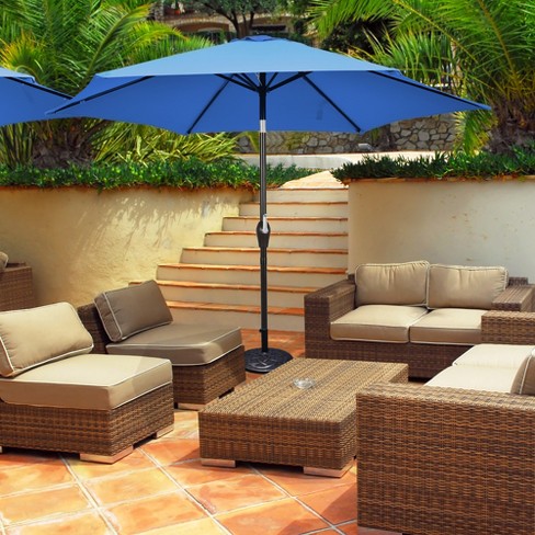 Costway 9ft Outdoor Market Patio Table Umbrella Push On Tilt Crank Lift Blue Target - What Size Patio Umbrella For 48 Inch Round Table