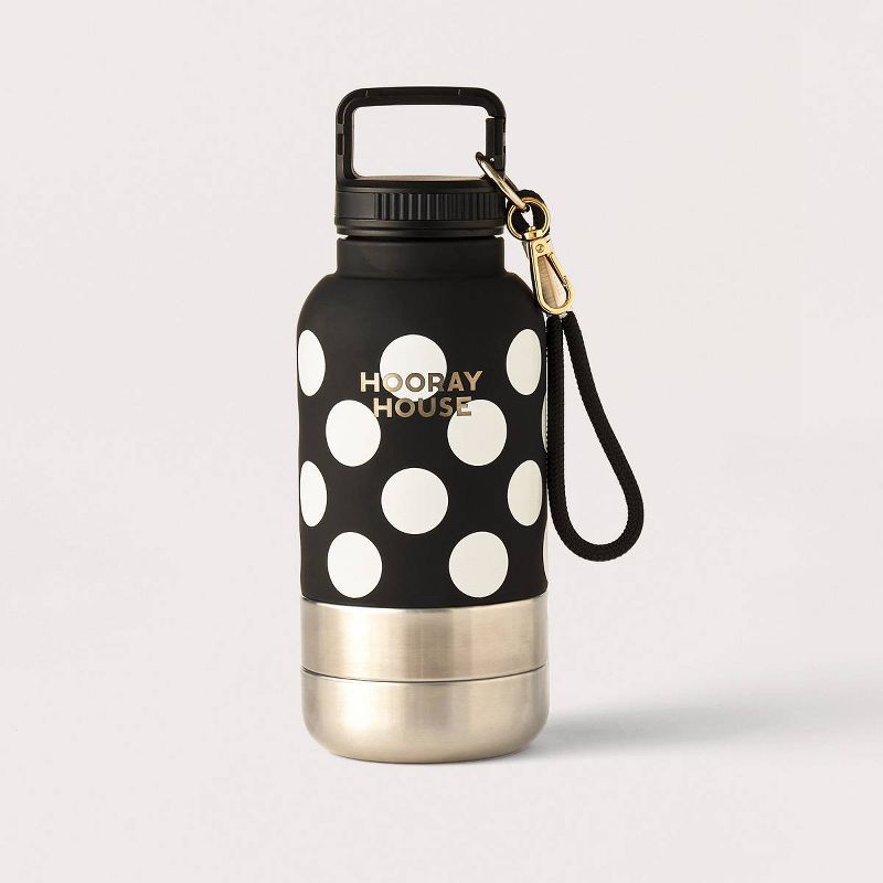 Hooray House Water Bottle Black Polka Dots