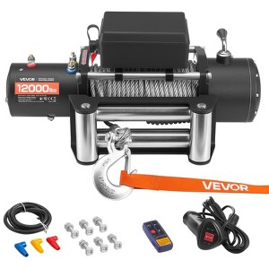 VEVOR Electric Winch, 12000 lbs Load Capacity, 12V DC Truck Winch with Φ0.36 in x 80 ft Steel Rope, Wireless & Wired Remote Control, Black - 1 of 4