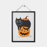 Cat with Pumpkin Halloween Wall Sign - Hyde & EEK! Boutique™