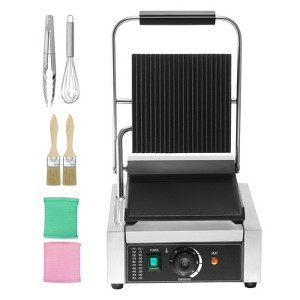 VEVOR Commercial Panini Grill, 1800W Electric Sandwich Panini Maker, Stainless Steel Sandwich Press Grill, Panini Grill with Temp Control & 9"x9" - 1 of 4