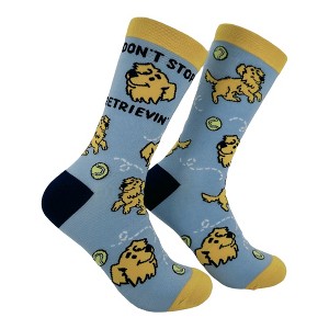 Crazy Dog Women's Dont Stop Retrievin Socks Funny Sarcastic Golden Retriever Graphic Novelty Footwear for Ladies - 1 of 4
