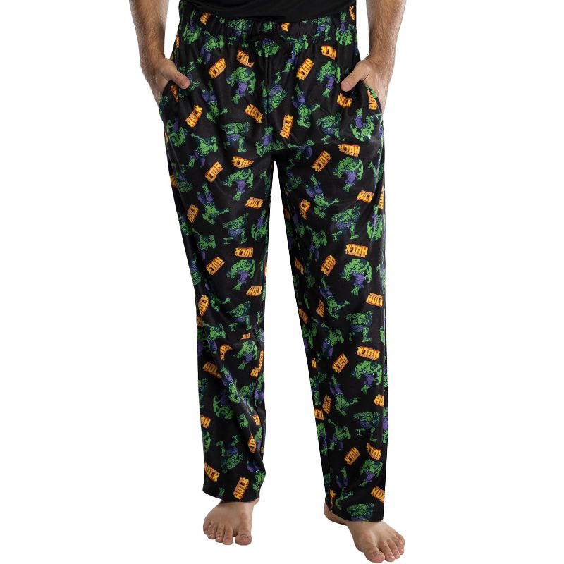 Marvel Mens' The Incredible Hulk All Over Print Lounge Pajama Pants Sleepwear, 1 of 4