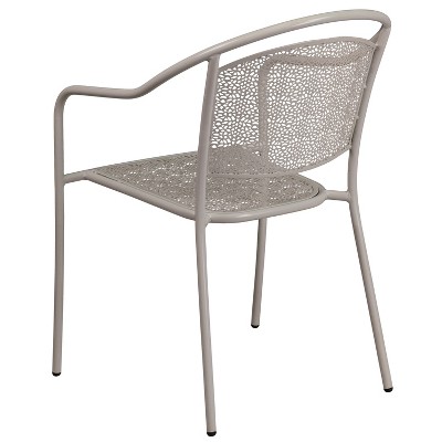 Light Gray Metal Rain Flower Design Stackable Dining Chair
