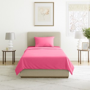 Hastings Home Twin XL Size Brushed Microfiber 3 Piece Bed Sheet and Linen Set with Stain Resistant Fitted and Flat Sheets - Pink - 1 of 4