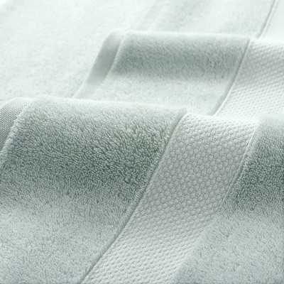 Aqua Green Egyptian Cotton Bath Towels with Jacquard Border, 30x54, Set of 2