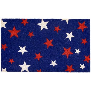 Northlight Blue Coir Red and White Stars Americana Outdoor Doormat 18" x 30" - 1 of 4