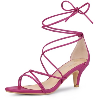 Perphy Women's Sandal Strappy Kitten Heel Lace Up Outreet Prom Shoes