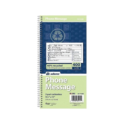 Adams Phone Message Pad 5.5" x 11" Ruled White 100 Sheets/Pad (SC1154R) 609011