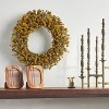 21.25" Preserved Golden Yarrow Fall Wreath - Hearth & Hand™ with Magnolia - 2 of 4
