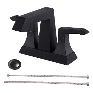 2-Handle Heavy Duty Bathroom Faucet with Drain and Supply Kits, Modern Style Lavatory Deck Mounted Faucet - 1 of 4
