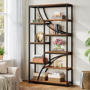 Lantine 70.87'' Tall Bookshelf, 9-Tier Industrial Etagere Bookcase, Freestanding Display Shelf for Living Room, Brown & Black - 1 of 4